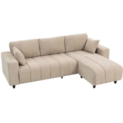 Canapé dangle - HOMCOM - 3 places - méridienne réversible 2 oreillers - cadre en acier - tissu aspect lin - 242x156x87cm - beige Beige - Publicité Canapé dangle - HOMCOM - 3 places - méridienne réversible 2 oreillers - cadre en acier - tissu aspect lin - 242x156x87cm - beige Beige - Publicité