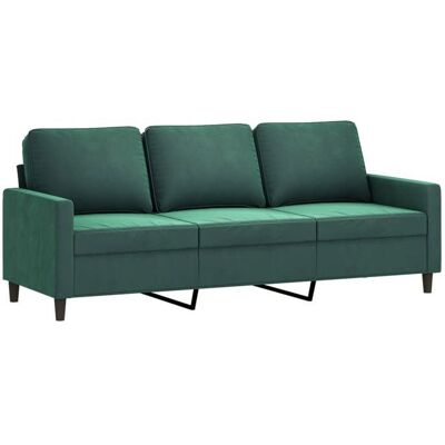 VIDAXL 204952& Canapé à 3 places - Vert foncé 180 cm Velours - L198 x P77 x H80 cm Vert - Publicité VIDAXL 204952& Canapé à 3 places - Vert foncé 180 cm Velours - L198 x P77 x H80 cm Vert - Publicité