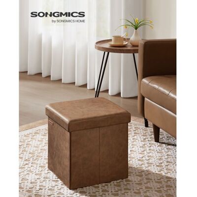SONGMICS Banc Pouf de 38 cm Repose-Pieds Cube Surface en PU Capacité de Charge de 300 kg pour Entrée Salon Chambre à Coucher Marron Marron - Publicité SONGMICS Banc Pouf de 38 cm Repose-Pieds Cube Surface en PU Capacité de Charge de 300 kg pour Entrée Salon Chambre à Coucher Marron Marron - Publicité