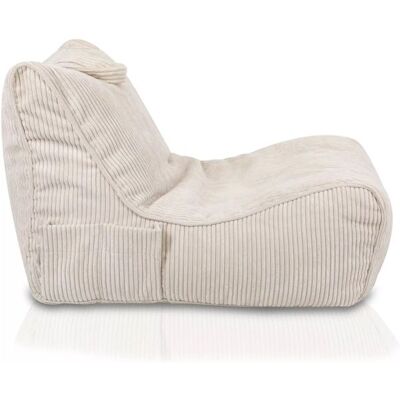 Pouf Ecopuf Vintage Flavio en velours côtelé - Blanc Beige - Publicité Pouf Ecopuf Vintage Flavio en velours côtelé - Blanc Beige - Publicité
