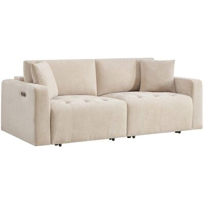 VENTE-UNIQUE Canapé 3 places avec assise coulissante électrique en tissu beige DIMARIAS Beige - Publicité VENTE-UNIQUE Canapé 3 places avec assise coulissante électrique en tissu beige DIMARIAS Beige - Publicité