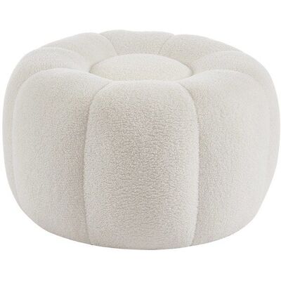 VENTE-UNIQUE Pouf design fleur en tissu bouclette blanc DELPODA Blanc - Publicité VENTE-UNIQUE Pouf design fleur en tissu bouclette blanc DELPODA Blanc - Publicité