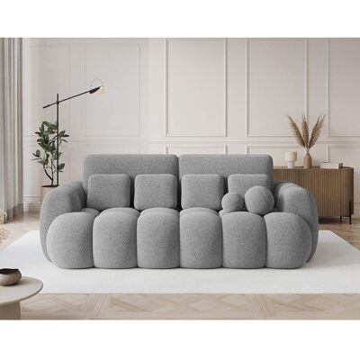 BEST MOBILIER Dorian - Canapé droit 3 places convertible avec coffre en tissu bouclette - Gris clair Gris - Publicité BEST MOBILIER Dorian - Canapé droit 3 places convertible avec coffre en tissu bouclette - Gris clair Gris - Publicité