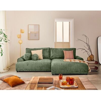 BEST MOBILIER Nelly - canapé dangle droit 4 places convertible avec coffre en velours texturé - Vert sauge Vert - Publicité BEST MOBILIER Nelly - canapé dangle droit 4 places convertible avec coffre en velours texturé - Vert sauge Vert - Publicité