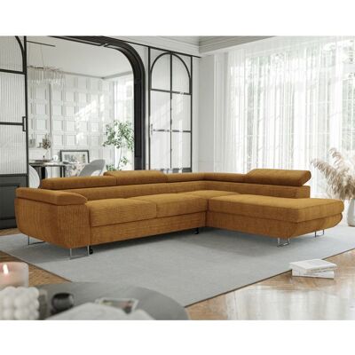 IDOHOME Canapé dangle Droit ANTON - 7 places - Canape Convertible avec Coffre - Tissu Velours Cotelé - Moutarde - Publicité IDOHOME Canapé dangle Droit ANTON - 7 places - Canape Convertible avec Coffre - Tissu Velours Cotelé - Moutarde - Publicité