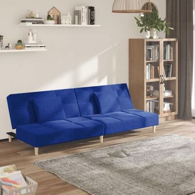 VIDAXL SOFA convertible - Canapé de Séjour - 2 places - avec deux oreillers bleu tissu - Sofa lit 0_463991 Bleu - Publicité VIDAXL SOFA convertible - Canapé de Séjour - 2 places - avec deux oreillers bleu tissu - Sofa lit 0_463991 Bleu - Publicité
