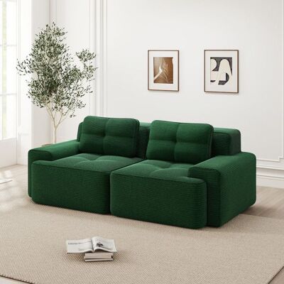 OEM Canapé modulaire en velours côtelé - Vert - 204x104x69 cm - Siège profond 74 cm - Confort semblable à un nuage Vert - Publicité OEM Canapé modulaire en velours côtelé - Vert - 204x104x69 cm - Siège profond 74 cm - Confort semblable à un nuage Vert - Publicité