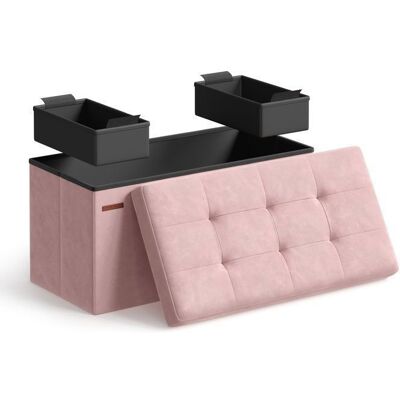 SONGMICS Banc Pouf en Velours avec Couvercle avec 2 Boîtes 38 x 76 x 38 cm Capacité de Charge 300 kg Rose Bonbon Rose - Publicité SONGMICS Banc Pouf en Velours avec Couvercle avec 2 Boîtes 38 x 76 x 38 cm Capacité de Charge 300 kg Rose Bonbon Rose - Publicité