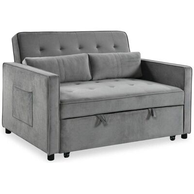 Canapé Convertible 2 Places Velours Léa 133cm Gris Gris - Publicité Canapé Convertible 2 Places Velours Léa 133cm Gris Gris - Publicité
