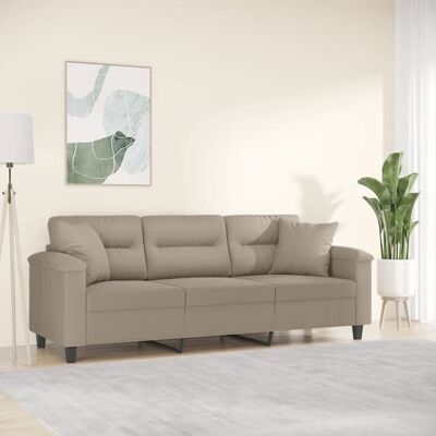 VIDAXL NEW 2026 Canapé moderne - Design ergonomique - pour salon - 3 places avec oreillers taupe 180 cm tissu microfibre L2061 Beige - Publicité VIDAXL NEW 2026 Canapé moderne - Design ergonomique - pour salon - 3 places avec oreillers taupe 180 cm tissu microfibre L2061 Beige - Publicité
