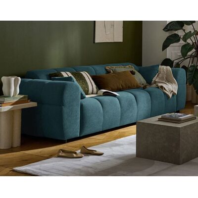 BEST MOBILIER Ray - canapé droit 3 places en tissu texturé - Bleu grisé Bleu - Publicité BEST MOBILIER Ray - canapé droit 3 places en tissu texturé - Bleu grisé Bleu - Publicité