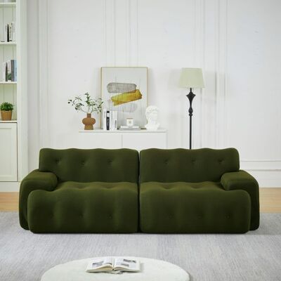 HIBA Canapé Cloud 2 places – Tissu 3D tricoté Vert –Accoudoirs larges et capitonnage –Sans montage –Soutien ergonomique –224x104x66 cm Vert - Publicité HIBA Canapé Cloud 2 places – Tissu 3D tricoté Vert –Accoudoirs larges et capitonnage –Sans montage –Soutien ergonomique –224x104x66 cm Vert - Publicité