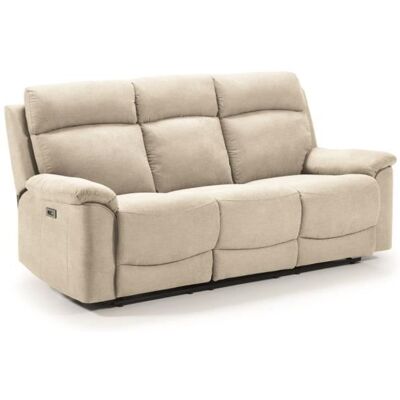 PEGANE Canapé de 3 places (2 relax électriques) en tissu couleur Ivoire - Longueur 192 x Profondeur 87 x Hauteur 99 cm Beige - Publicité PEGANE Canapé de 3 places (2 relax électriques) en tissu couleur Ivoire - Longueur 192 x Profondeur 87 x Hauteur 99 cm Beige - Publicité