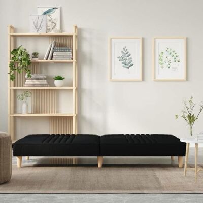 VIDAXL Lit banquette 2 places - convertible - Canapé-lit noir tissu CAL813392 Noir - Publicité VIDAXL Lit banquette 2 places - convertible - Canapé-lit noir tissu CAL813392 Noir - Publicité