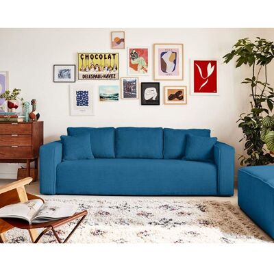 BEST MOBILIER Topaze - canapé 3 places - convertible avec coffre - en velours côtelé - Bleu Ardoise Bleu - Publicité BEST MOBILIER Topaze - canapé 3 places - convertible avec coffre - en velours côtelé - Bleu Ardoise Bleu - Publicité