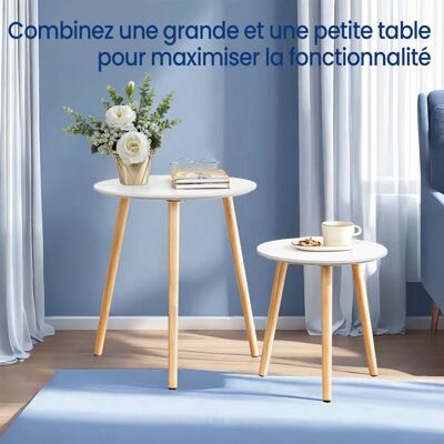 VASAGLE Bout De Canapé Lot de 2 en Bois Massif Style Scandinave pour Salon ou Balcon Blanc‑Grège Blanc - Publicité VASAGLE Bout De Canapé Lot de 2 en Bois Massif Style Scandinave pour Salon ou Balcon Blanc‑Grège Blanc - Publicité