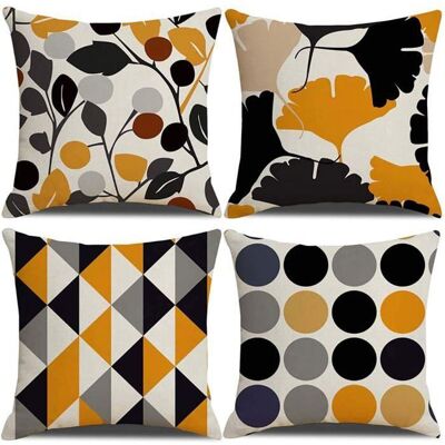 Ensemble de 4 housses de coussin en coton et lin 457 x 457 cm motifs de ferme et orange décoration pour canapé ou lit YYV Orange - Publicité Ensemble de 4 housses de coussin en coton et lin 457 x 457 cm motifs de ferme et orange décoration pour canapé ou lit YYV Orange - Publicité