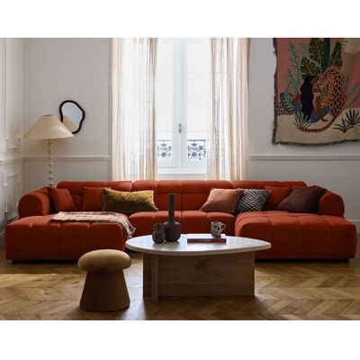 BEST MOBILIER Ray - canapé panoramique en U 7 places en tissu texturé - Rouge Rouge - Publicité BEST MOBILIER Ray - canapé panoramique en U 7 places en tissu texturé - Rouge Rouge - Publicité