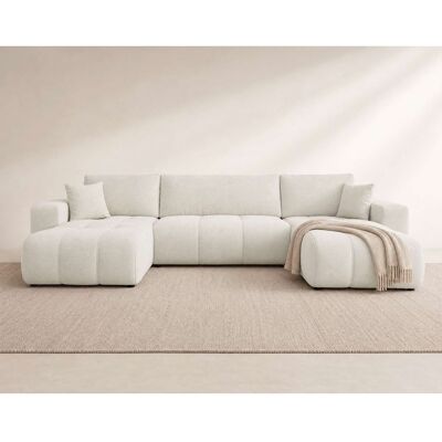 BEST MOBILIER Nicole - Canapé panoramique en U 7 places convertible avec coffre en tissu - Beige Beige - Publicité BEST MOBILIER Nicole - Canapé panoramique en U 7 places convertible avec coffre en tissu - Beige Beige - Publicité