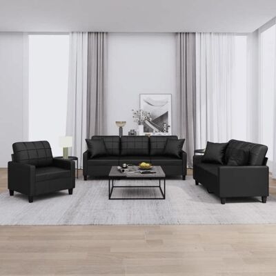 vidaXL Ensemble de Canapés avec Coussins 3 pcs Canapés avec Accoudoirs et Dossier Ensemble de Meubles Mobilier de Salon 3201348 Noir - Publicité vidaXL Ensemble de Canapés avec Coussins 3 pcs Canapés avec Accoudoirs et Dossier Ensemble de Meubles Mobilier de Salon 3201348 Noir - Publicité