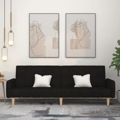 VIDAXL Nouveau Canapé-lit - Canapé droit convertible à 2 places noir tissu DECO FT2261782 Noir - Publicité VIDAXL Nouveau Canapé-lit - Canapé droit convertible à 2 places noir tissu DECO FT2261782 Noir - Publicité