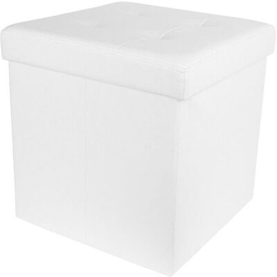 ALTOBUY Pouf Coffre Pliable Carré Simili Cuir Blanc Capitonné - RONNY Blanc - Publicité ALTOBUY Pouf Coffre Pliable Carré Simili Cuir Blanc Capitonné - RONNY Blanc - Publicité