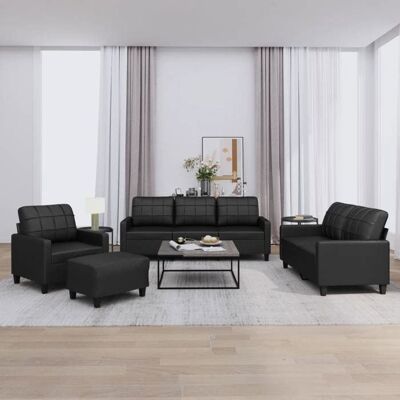 vidaXL Ensemble de Canapés avec Coussins 4 pcs Canapés avec Accoudoirs et Dossier Ensemble de Meubles avec Repose-pied 3201343 Noir - Publicité vidaXL Ensemble de Canapés avec Coussins 4 pcs Canapés avec Accoudoirs et Dossier Ensemble de Meubles avec Repose-pied 3201343 Noir - Publicité