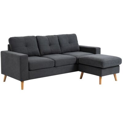 HOMCOM - Canapé 3 places - Lin (100% polyester) - 193x136x85cm - Gris foncé Blanc - Publicité HOMCOM - Canapé 3 places - Lin (100% polyester) - 193x136x85cm - Gris foncé Blanc - Publicité
