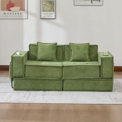 Bladez - Canapé convertible 2 places compressé en velours côtelé avec rangements et porte-gobelets idéal coin détente - Vert Vert - Publicité Bladez - Canapé convertible 2 places compressé en velours côtelé avec rangements et porte-gobelets idéal coin détente - Vert Vert - Publicité