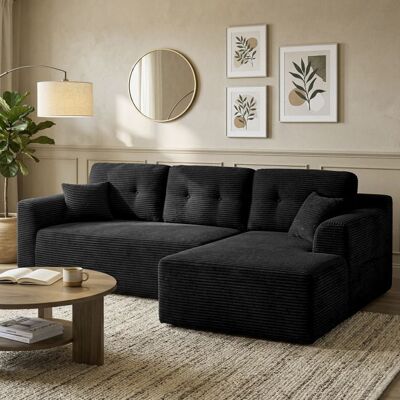 VASAGLE Canapé Fixe d’Angle Canapé 3 Places Sans Montage Grande Méridienne Droite pour Salon ou Chambre Noir Noir - Publicité VASAGLE Canapé Fixe d’Angle Canapé 3 Places Sans Montage Grande Méridienne Droite pour Salon ou Chambre Noir Noir - Publicité