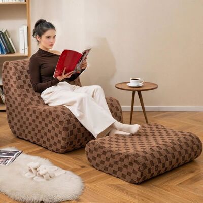 COSTWAY Canapé Pouf de Relaxtion dAppoint en Velours avec Repose-Pieds Éponge à Haute ÉlasticitéHousse Lavable en Machine Marron Marron - Publicité COSTWAY Canapé Pouf de Relaxtion dAppoint en Velours avec Repose-Pieds Éponge à Haute ÉlasticitéHousse Lavable en Machine Marron Marron - Publicité