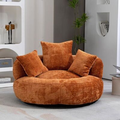 LEMONBEST Pouf-fauteuil poire chenille 2 places avec 3 coussins - 108×108×52 cm Orange Orange - Publicité LEMONBEST Pouf-fauteuil poire chenille 2 places avec 3 coussins - 108×108×52 cm Orange Orange - Publicité