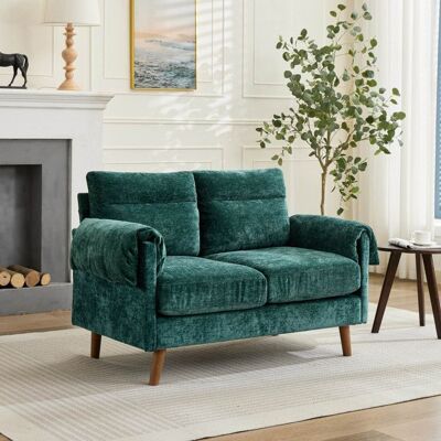SEYAKANY Canape 2 places en chenille avec accoudoirsbanquette 2 placespetit canapé pieds imitation boispour salonchambrevert émeraude Vert - Publicité SEYAKANY Canape 2 places en chenille avec accoudoirsbanquette 2 placespetit canapé pieds imitation boispour salonchambrevert émeraude Vert - Publicité