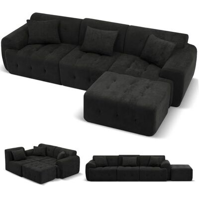 COMHOMA Canapé dangle modulable convertible 245 cm forme en L livré sous vide avec pouf ottoman - Noir Noir - Publicité COMHOMA Canapé dangle modulable convertible 245 cm forme en L livré sous vide avec pouf ottoman - Noir Noir - Publicité