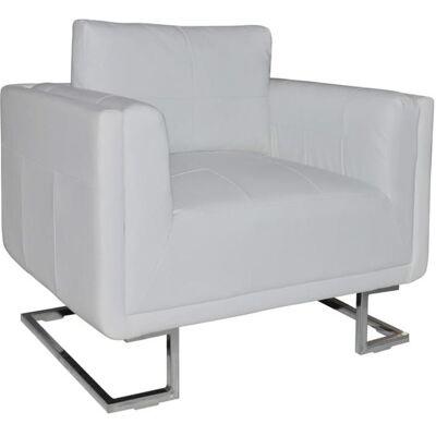 Fauteuil Scandinave cube avec pieds chromés - VIDAXL - Blanc SimilicuirPour salon 855x63x74 cm CC7326550 Blanc - Publicité Fauteuil Scandinave cube avec pieds chromés - VIDAXL - Blanc SimilicuirPour salon 855x63x74 cm CC7326550 Blanc - Publicité