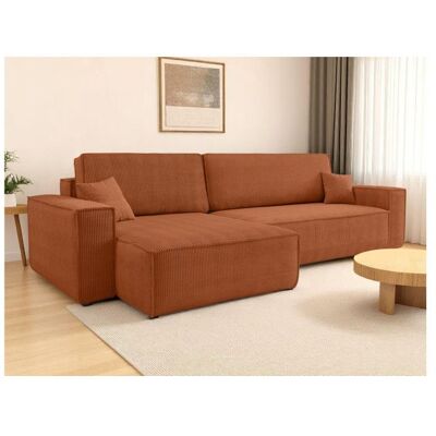LOUNGITUDE Canapé FARAH dangle max réversible et convertible 5 places en velours côtelé - Terracotta Orange - Publicité LOUNGITUDE Canapé FARAH dangle max réversible et convertible 5 places en velours côtelé - Terracotta Orange - Publicité