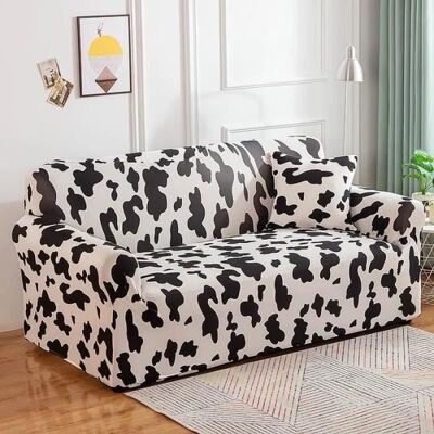 XJYDNCG Housse de Canapé 3 Places(190-230cm) Extensible - Revêtement de Canapé Pour salon chambre - Motif vache Blanc - Publicité XJYDNCG Housse de Canapé 3 Places(190-230cm) Extensible - Revêtement de Canapé Pour salon chambre - Motif vache Blanc - Publicité
