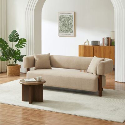 BAÏTA Canapé droit fixe BRAZZA 3 places tissu beige sable - Publicité BAÏTA Canapé droit fixe BRAZZA 3 places tissu beige sable - Publicité