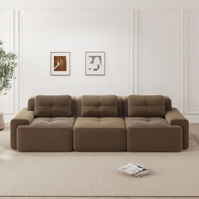 OEM Canapé dangle modulaire en velours côtelé - Marron - 293x104x69 cm - Assise profonde 74 cm - Sans montage Marron - Publicité OEM Canapé dangle modulaire en velours côtelé - Marron - 293x104x69 cm - Assise profonde 74 cm - Sans montage Marron - Publicité