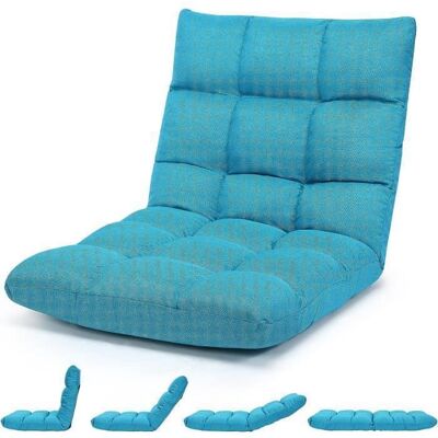 COSTWAY Chaise de sol Paresseux -Fauteuil Dossier Réglable à 14 Angles 90°-180° Tatami pour Lecture Méditation Bleu - Publicité COSTWAY Chaise de sol Paresseux -Fauteuil Dossier Réglable à 14 Angles 90°-180° Tatami pour Lecture Méditation Bleu - Publicité