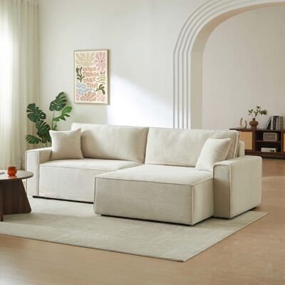 BAÏTA Canapé dangle convertible et réversible ZOLA 4 places velours côtelé beige Beige - Publicité BAÏTA Canapé dangle convertible et réversible ZOLA 4 places velours côtelé beige Beige - Publicité