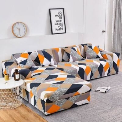Housse de Canapé - XVX - Extensible 2 Pièces - Orange Beig - 2 et 3 Places - Intérieur Orange - Publicité Housse de Canapé - XVX - Extensible 2 Pièces - Orange Beig - 2 et 3 Places - Intérieur Orange - Publicité