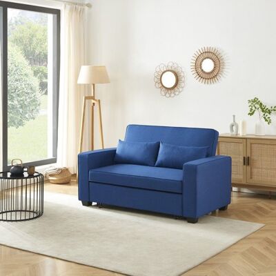 BAÏTA Canapé droit LENA convertible tissu bleu 2 places Bleu - Publicité BAÏTA Canapé droit LENA convertible tissu bleu 2 places Bleu - Publicité