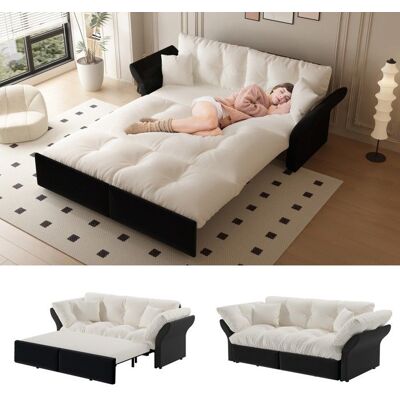 PAGE LIVING Canapé‑lit convertible - 3-en-1 - Velours beige - Lit Queen 154x203 cm - 2 places Beige - Publicité PAGE LIVING Canapé‑lit convertible - 3-en-1 - Velours beige - Lit Queen 154x203 cm - 2 places Beige - Publicité