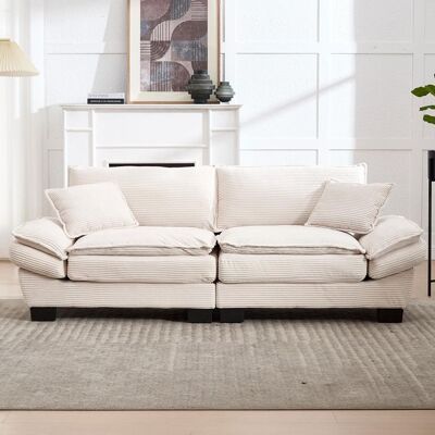 Canapé-lit 2 places - MINIMAL - Velours beige - Matelas à ressorts - Structure bois - Scandinave moderne Beige - Publicité Canapé-lit 2 places - MINIMAL - Velours beige - Matelas à ressorts - Structure bois - Scandinave moderne Beige - Publicité