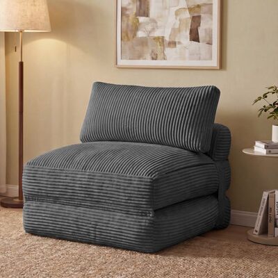 VASAGLE Chauffeuse Convertible en Velours Côtelé Fauteuil-Lit Pliable 1 Place 89 x 89 x 78 cm Gris Gris - Publicité VASAGLE Chauffeuse Convertible en Velours Côtelé Fauteuil-Lit Pliable 1 Place 89 x 89 x 78 cm Gris Gris - Publicité