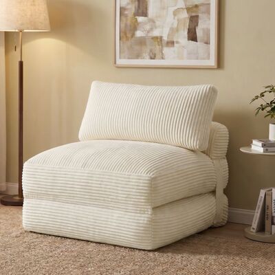 VASAGLE Chauffeuse Convertible en Velours Côtelé Fauteuil-Lit Pliable 1 Place 89 x 89 x 78 cm Blanc Blanc - Publicité VASAGLE Chauffeuse Convertible en Velours Côtelé Fauteuil-Lit Pliable 1 Place 89 x 89 x 78 cm Blanc Blanc - Publicité