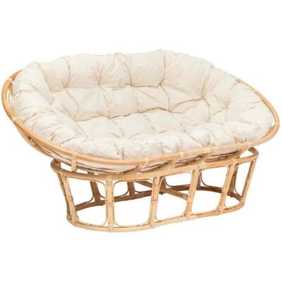 PEGANE Banquette 2 places canapé rembourré en tissu beige et rotin naturel - Longueur 170 x Profondeur 81 x Hauteur 108 cm Beige - Publicité PEGANE Banquette 2 places canapé rembourré en tissu beige et rotin naturel - Longueur 170 x Profondeur 81 x Hauteur 108 cm Beige - Publicité