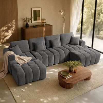 VASAGLE Canapé modulable 6 places canapé-lit sans cadre tissu chenille sans montage Gris Gris - Publicité VASAGLE Canapé modulable 6 places canapé-lit sans cadre tissu chenille sans montage Gris Gris - Publicité