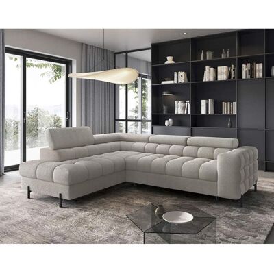BEST MOBILIER Elisa - canapé dangle gauche 5 places convertible avec coffre et têtières réglables en tissu bouclette - Taupe Gris - Publicité BEST MOBILIER Elisa - canapé dangle gauche 5 places convertible avec coffre et têtières réglables en tissu bouclette - Taupe Gris - Publicité